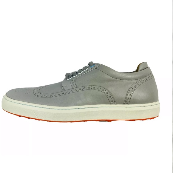 Royal Albartross Gray Leather Wing Tip Spikeless VIbram Golf Shoes Size US 9 NEW - Picture 5 of 7